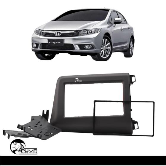 Imagem de Moldura Multimidia Painel 2 Din Dvd Mp5 Civic 2012 a 2016 Cinza