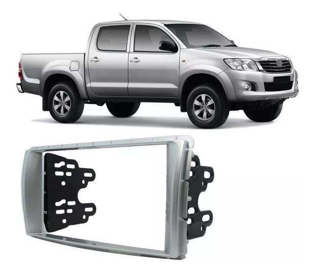 Imagem de Moldura Painel 2 Din 2din Hilux 2012 2013 2014 2015 Prata