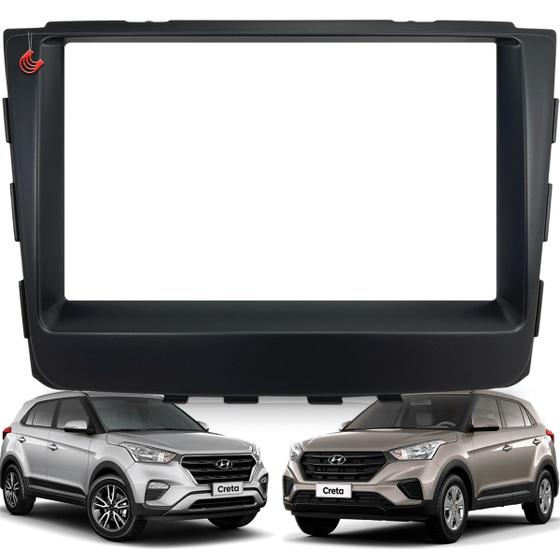 Imagem de Moldura Painel 2 Din Central Multimidia Dvd Mp5 Preta Hyundai Creta 16/21