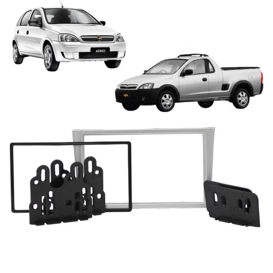 Imagem de Moldura Painel 2 Din Multimidia Dvd Mp5 Corsa Hatch Sedan Meriva Vectra