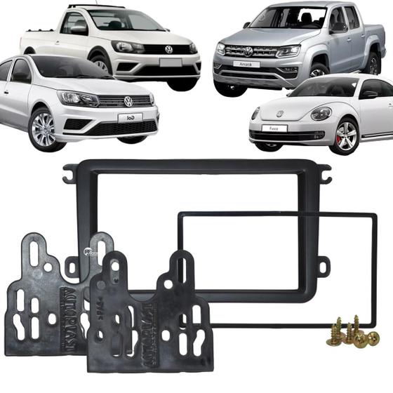 Imagem de Moldura Painel 2 Din Multimidia Dvd Mp5 Fusca Tiguan Amarok Passat Variant