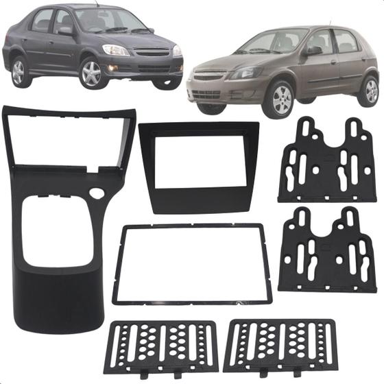 Imagem de Moldura Painel Central Multimidia Mp5 2 DIN Chines Japones Celta G2 2006 A 2015 Prisma 2006 A 2012