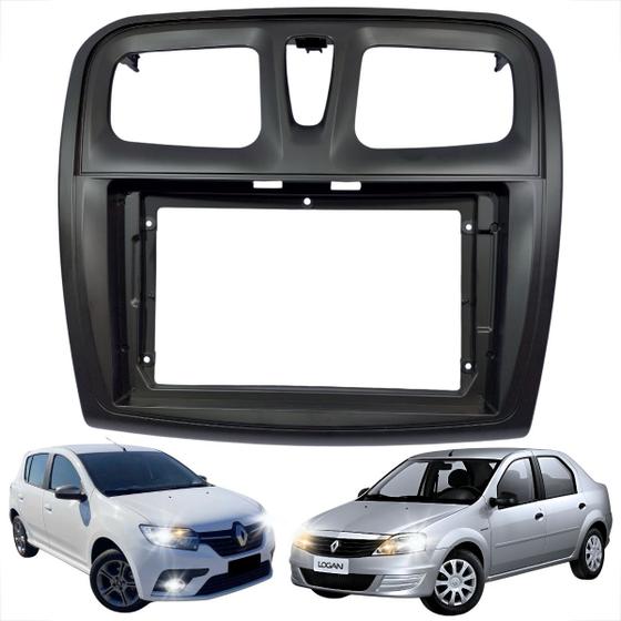 Imagem de Moldura para painel renault logan sandero 2014 a 2024 multimídia 9 polegadas preto fosco 89/e29