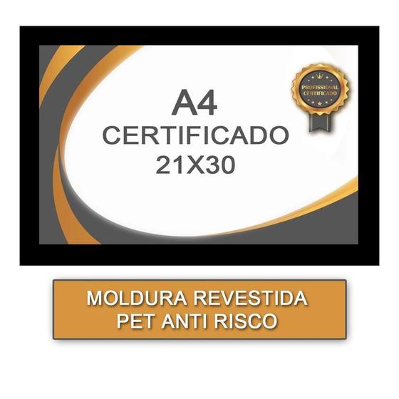 Imagem de Moldura Para Quadro Certificado Com Vidro A4 21X30 - Preto