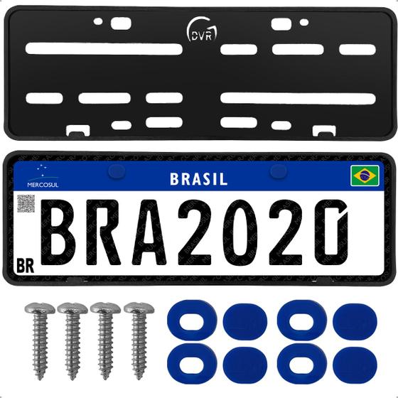 Imagem de Molduras Suportes de Placa de Carro Dianteira Traseira Universal Mercosul com Lacre Antifurto e Parafuso