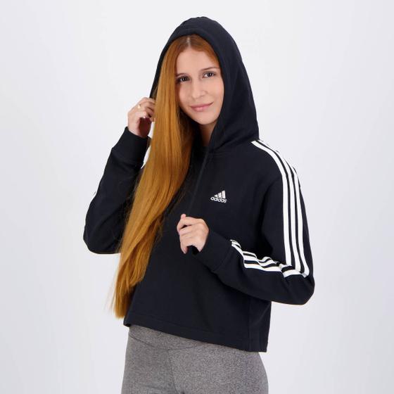 Imagem de Moletom Adidas 3 Stripes Feminino Preto e Branco