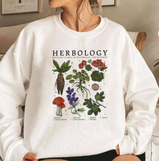 Imagem de Moletom Algodão Herbology Plants Blusa de Frio Sem Capuz Gola Redonda Unissex