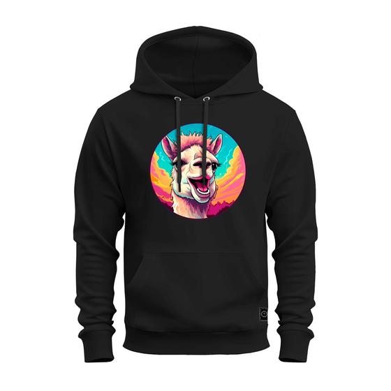 Imagem de Moletom Blusa De Frio Algodão Premium Estampado Lhama Feliz