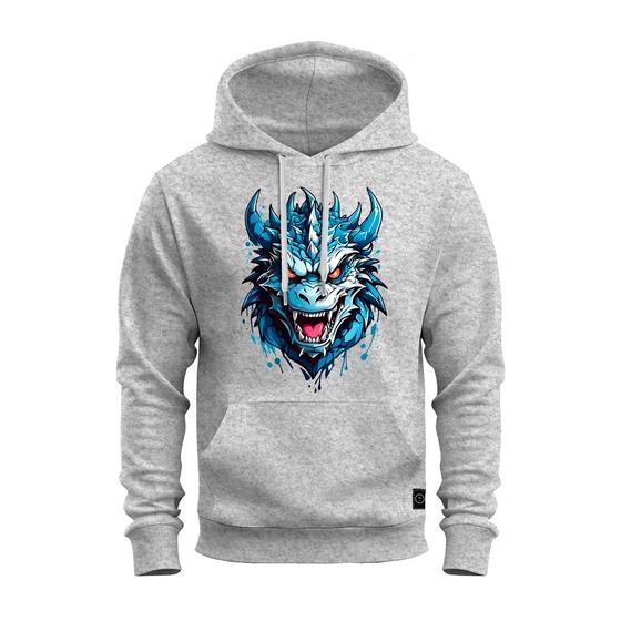 Imagem de Moletom Blusa De Frio Com Capuz Varias Cores Dragão Azul