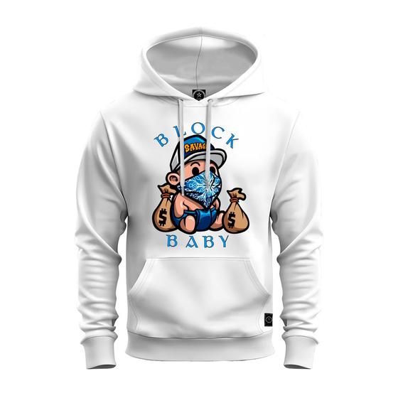 Imagem de Moletom Blusa De Frio Unissex Algodão Confortável Com Bolso E Capuz Block Baby