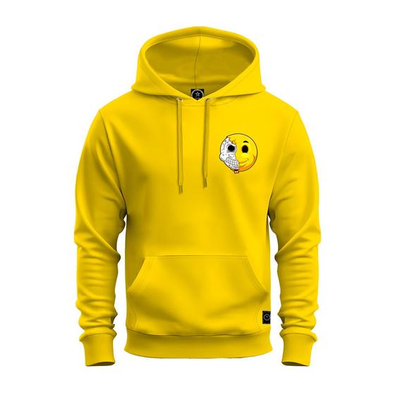 Imagem de Moletom Blusa De Frio Unissex Algodão Confortável Com Bolso E Capuz Emoji Metade Peito_x000D_