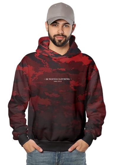 Imagem de Moletom Camuflado Vermelho e Preto Grosso com Capuz