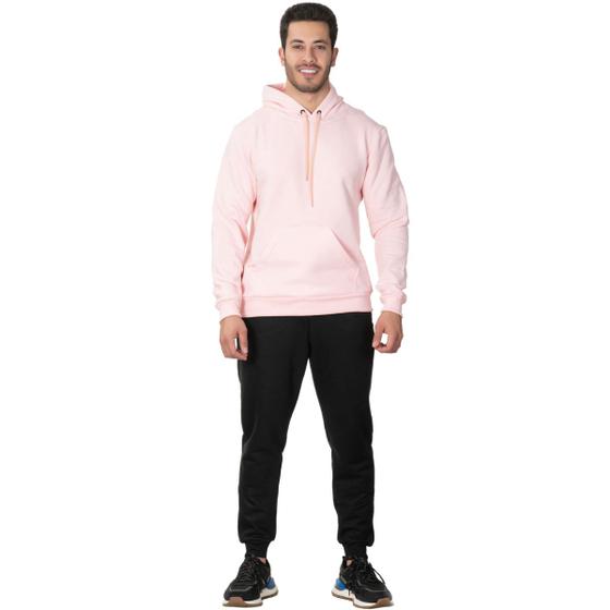 Imagem de Moletom Canguru Blusa + Calça Unissex Liso Com Capuz Top