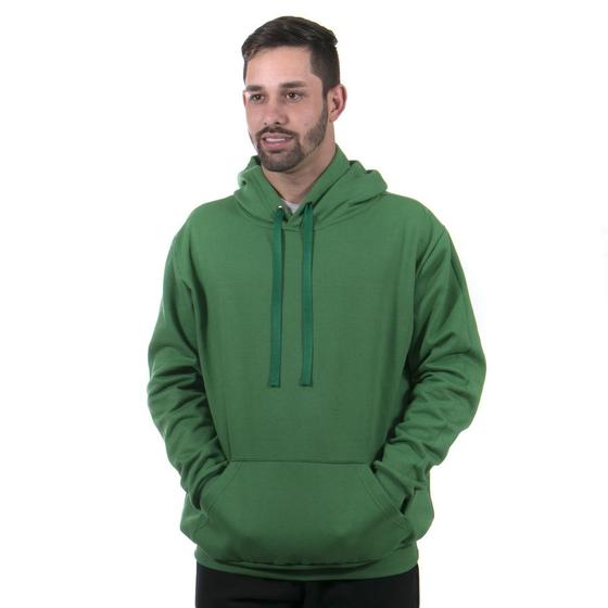 Imagem de Moletom Canguru Blusa de Frio com Capuz Lisa Masculino cor Verde