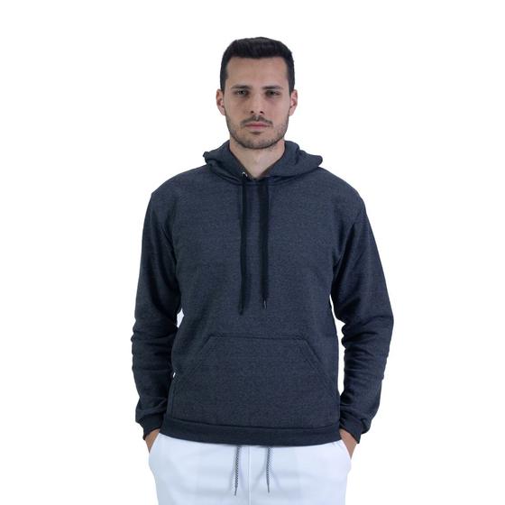 Imagem de Moletom Canguru Casaco de Frio Algodão Quentinho Blusa Masculina Lisa Inverno Macia