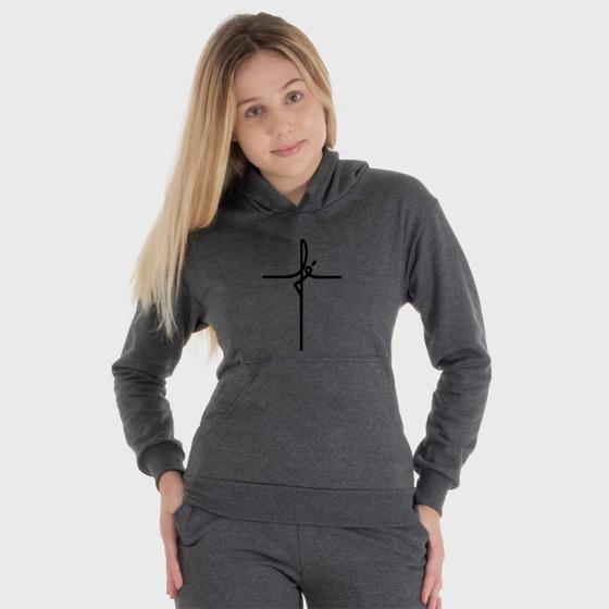 Imagem de Moletom Canguru Feminino Fé com Capuz e Bolso