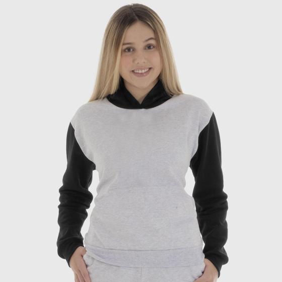 Imagem de Moletom Canguru Feminino Liso com Capuz e Bolso Benellys