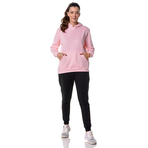 Imagem de Moletom Canguru Feminino Rosa Bebe com Capuz