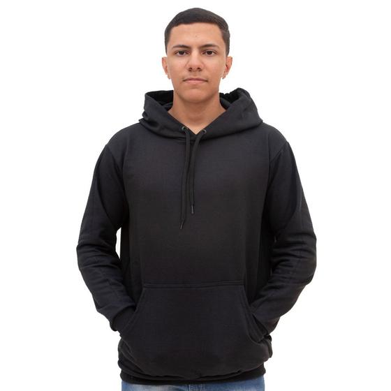 Imagem de Moletom Canguru Flanelado Masculino Capuz Cordao Ajustavel e Bolso Blusa de Frio Casaco Inverno