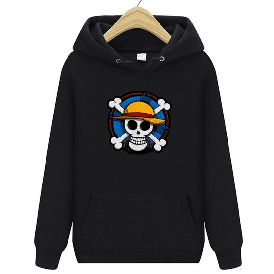 Imagem de Moletom Canguru One Piece Caveira Anime Geek Blusa de Frio