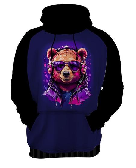 Imagem de Moletom Casaco Blusa Animais Óculos Urso Fone Moderno 1