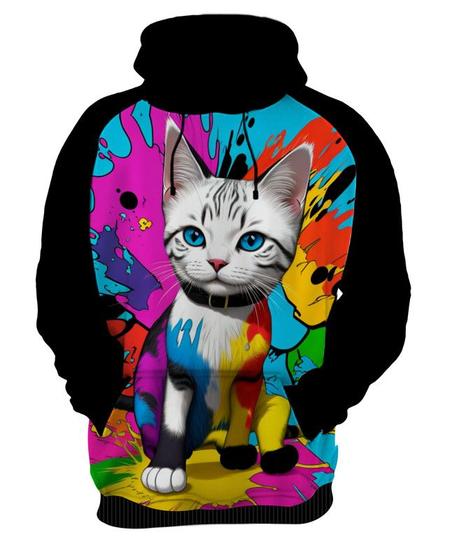 Imagem de Moletom Casaco Blusa Gato Gatinho Pop Art Abstrata HD 5