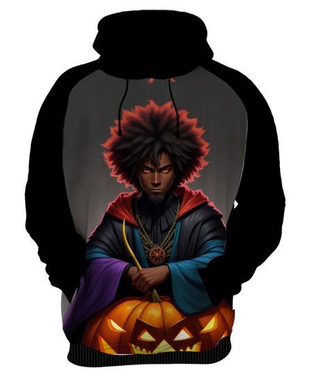 Imagem de Moletom Casaco Tshirt Halloween Bruxo Afro Mago Negro 4