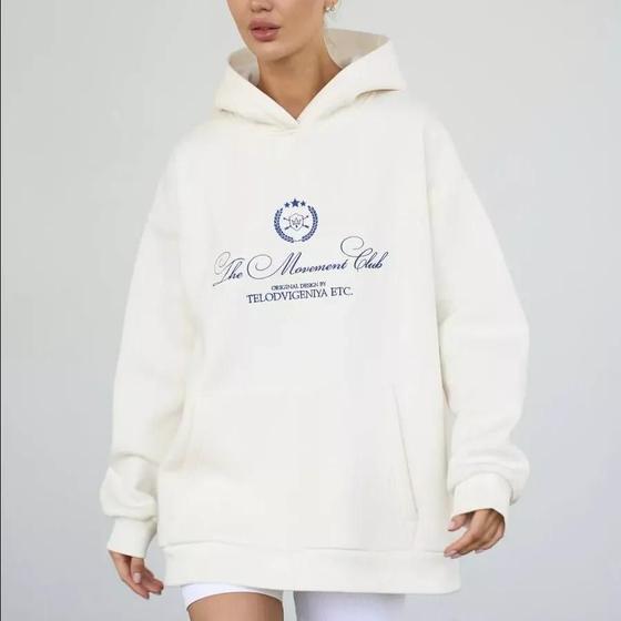 Imagem de Moletom Com Capuz Estampado Feminino Tendência Outono Inverno Versátil Personalizado Para Uso