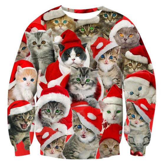 Imagem de Moletom com Estampa de Gato de Natal - Unissex - RAISEVERN