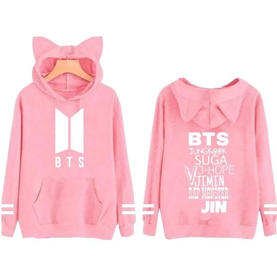 Moletom Com Orelhinha Bts Kpop Blusa Todos Integrantes em algodão ...