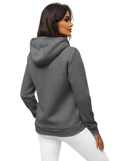 Imagem de Moletom Com Ziper Franelado Feminino Blusa De Frio Canguru Com Capus