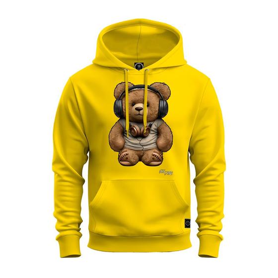 Imagem de Moletom Confortável Premium Blusa De Frio Algodão Canguru Urso De Fone