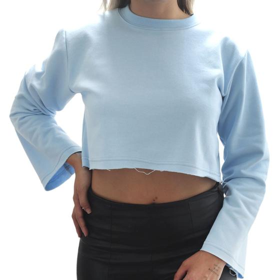 Imagem de Moletom Cropped Blusa Feminina Blusinha Manga Longa Look Casual Leve Estilo E Conforto Moda Meninas