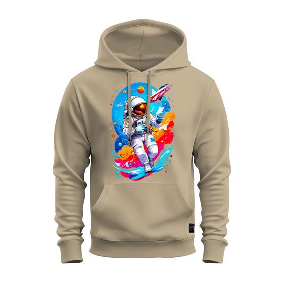 Imagem de Moletom Estampado Algodão Premium Macio Canguru Astronalta Viagem