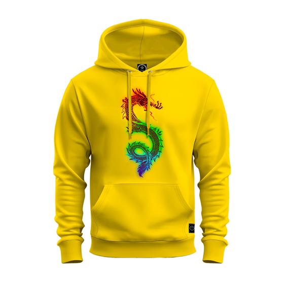 Imagem de Moletom Estampado Blusa De Frio Canguru Confortável Dragon Neon