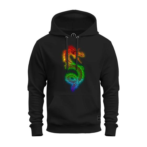 Imagem de Moletom Estampado Blusa De Frio Canguru Confortável Dragon Neon