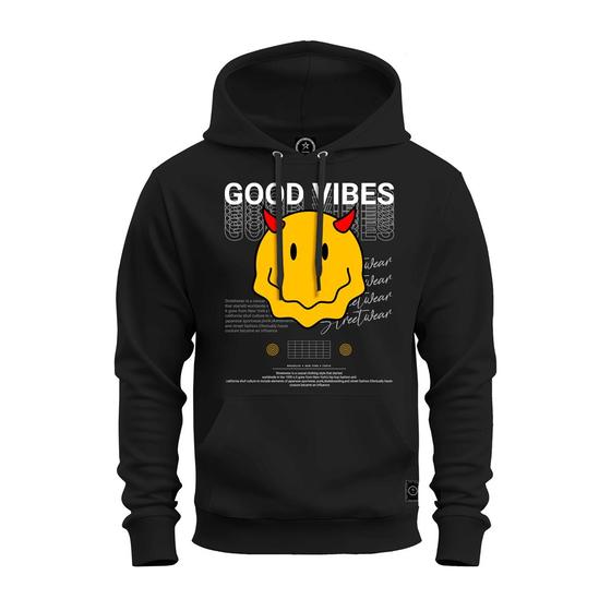 Imagem de Moletom Estampado Blusa De Frio Canguru Confortável Good Vibes