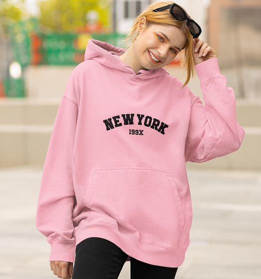 Imagem de Moletom Feminino Blusa de Frio com Capuz New York