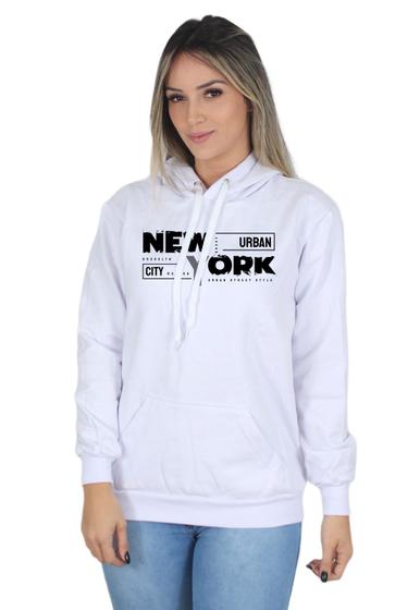 Imagem de Moletom Feminino Casual Blusa de Frio Canguru New York Urban