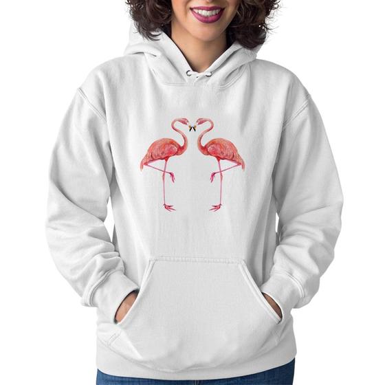 Imagem de Moletom Feminino Flamingos coração - Foca na Moda