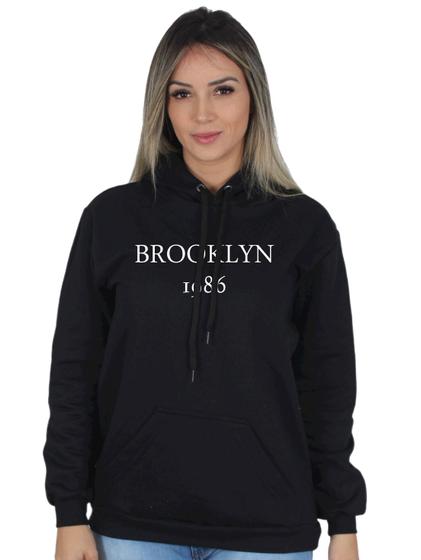 Imagem de Moletom Feminino Flanelado Blusa de Frio Canguru Brooklyn