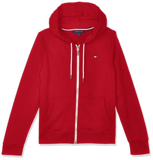 Imagem de Moletom Feminino Tommy Hilfiger com Capuz e Zíper - Vermelho - Tamanho XS