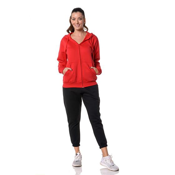 Imagem de Moletom Feminino Vermelho com Capuz e Zíper