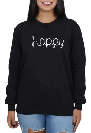 Imagem de Moletom Gola Redonda Happy Blusa Tumblr Feliz