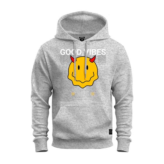 Imagem de Moletom Good Vibes Blusão Inverno Canguru Quentinho Varias Cores