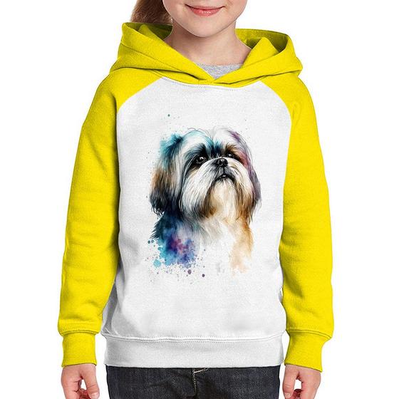 Imagem de Moletom Infantil Cachorro Shih Tzu Watercolor - Foca na Moda