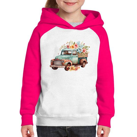 Imagem de Moletom Infantil Caminhão Vintage e Flores - Foca na Moda