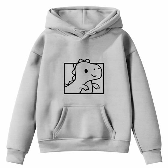 Imagem de Moletom Infantil Dino Dinossauro Desenho Infância Bolso Canguru com Capuz - Envio Imediato
