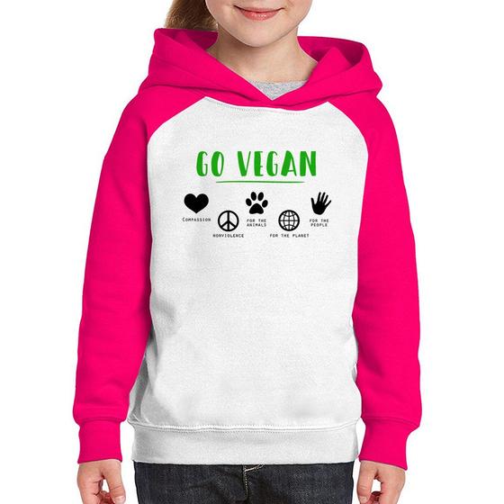 Imagem de Moletom Infantil Go Vegan Símbolos - Foca na Moda