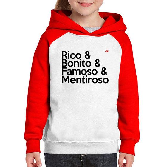 Imagem de Moletom Infantil Rico & Bonito & Famoso & Mentiroso - Foca na Moda